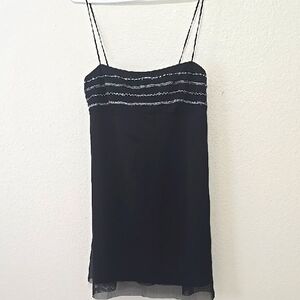 BCBG Maxazaria Vintage  Black Mesh Spaghetti Strap Dress 12